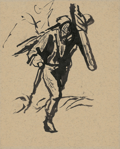 Man carrying a cross, 1940-1944.