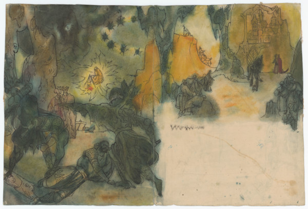 Double-page illustration to a fairy tale, 1940-1944.