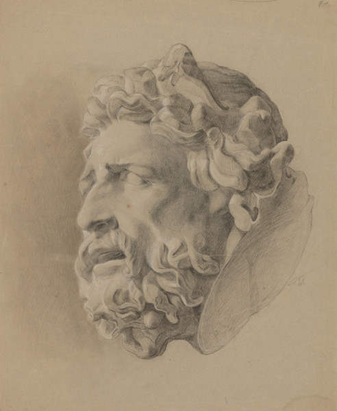 Study of a man with a beard based on a plaster cast, around 1848.