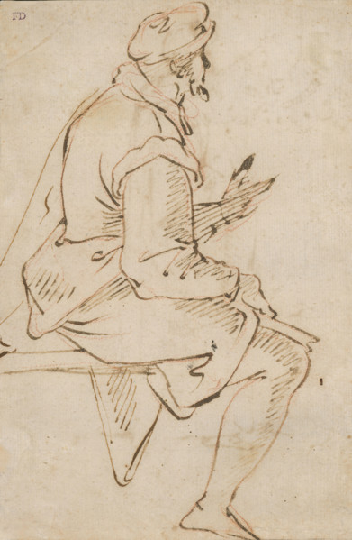 Study of a seated man, around 1500.