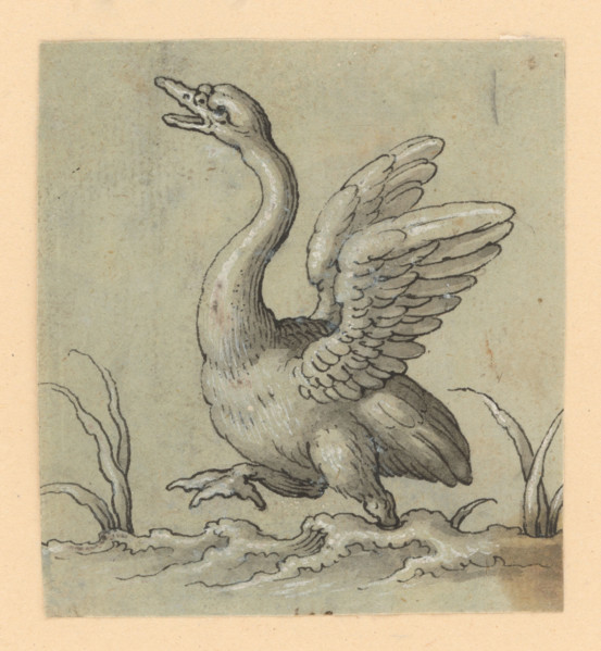 Walking swan, 1601/1700.   Additional Info: Drawings with animal motifs - 5 drawings.