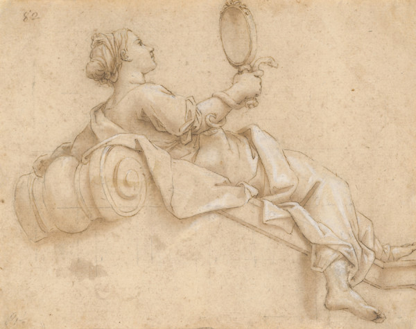A girl lying with a mirror in her hand, 1601/1700.