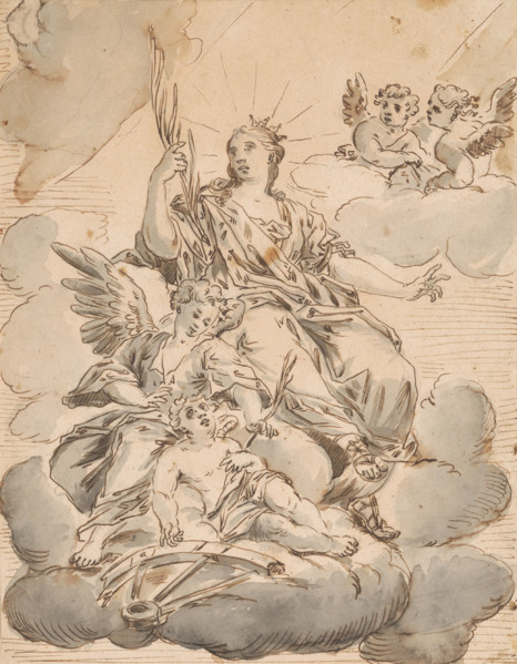 Madonna with angels on the clouds, 2nd half 18th century.