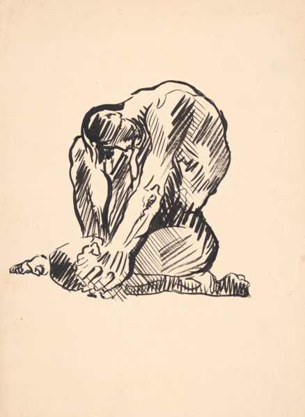 Study of a seated male nude, 1930s.