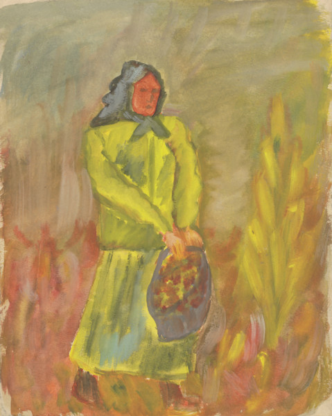 Woman with basket, 1930-1944.