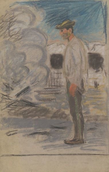 A farmhand in the yard, 1935-1944.