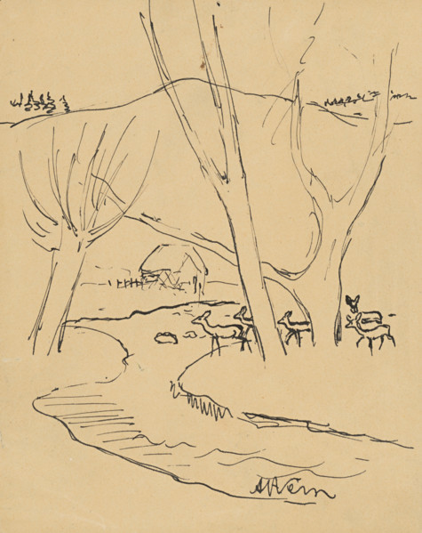 Deer in the forest, 1920-1929.
