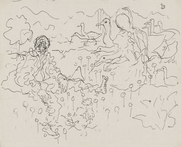 Man with geese, c1935.