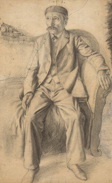 Study of a seated man on a sofa, 1920-1929.