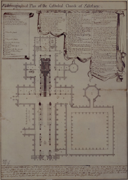 An Ichnographical Plan of the Cathedral Church of Salisbury, 1720-1780.  Creator: Unknown.