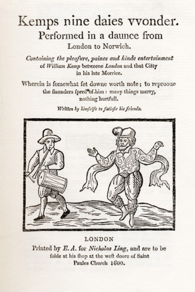 Title page from "Kemps nine daies wonder", 1600, (1884).  Creator: Unknown.