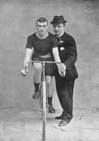 Portrait of the cyclist AE Walters, 1896. Creator: Unknown.