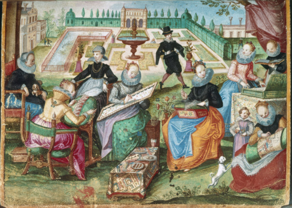 Ladies in a garden embroidering, 1603-1637.  Creator: Gervasius Fabricius.