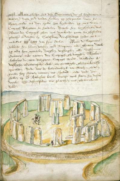 Drawing of Stonehenge, co. Wilts, 1573-75.  Creator: Lucas de Heere.