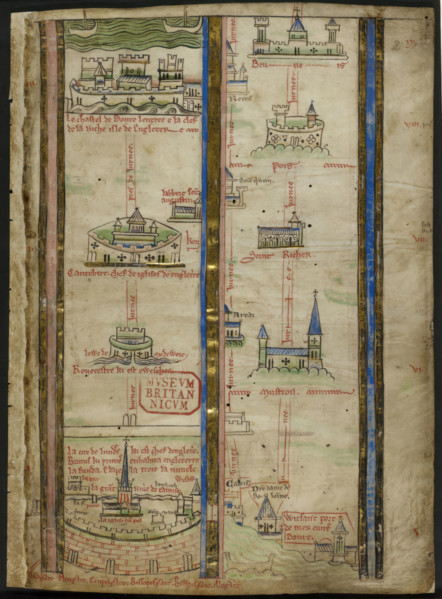Part of an itinerary from London to Jerusalem by Matthew Paris, 1250-1259. Creator: Unknown.