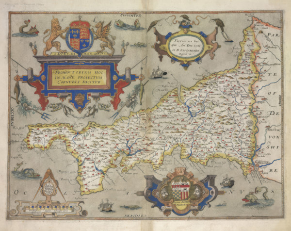 Map of Cornwall, 1579.  Creator: Christopher Saxton.