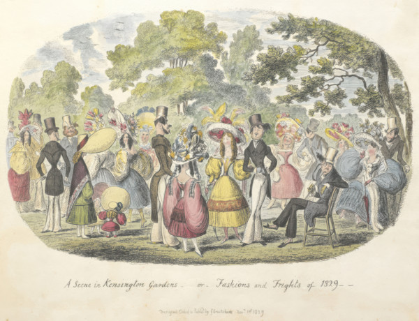 'A scene in Kensington Gardens, or fashion and frights of 1829', 1828, (29). Creator: George Cruikshank.