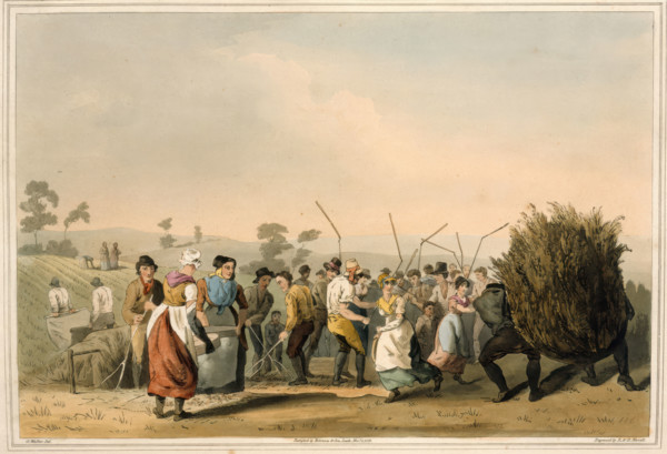 Rape threshing, 1814.  Creators: Daniel Havell, Robert Havell.