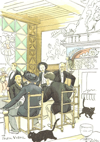 Cats in a café, 1893.  Creator: Pierre Vidal.
