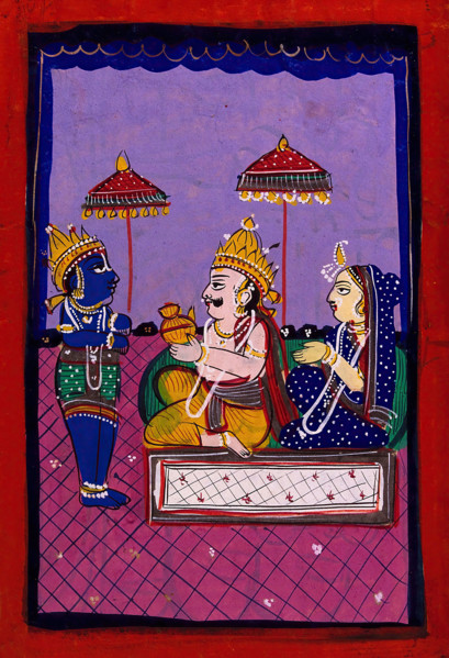 Vamana avatar: Vaman before King Bali and consort. Creator: Unknown.