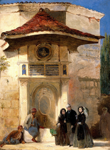 Florence Nightingale with Charles Holte Bracebridge and Selina Bracebridge in a Turkish street, 1859 Creator: Jerry Barrett.