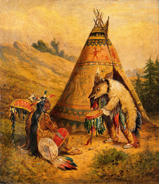 A Native American medicine man. Creator: George Catlin.