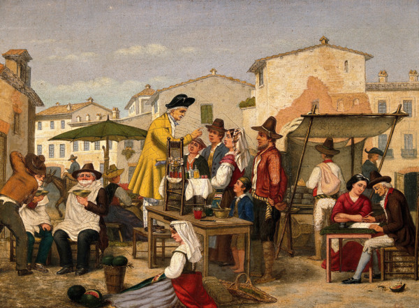 Street traders in a market square. Creator: G. S..