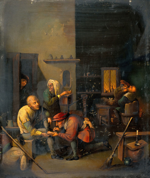 A surgeon operating on a man's foot, c1620s. Creator: Unknown.