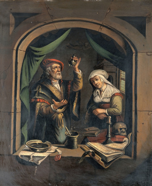 A physician examining a urine flask, c1650s. Creator: Unknown.