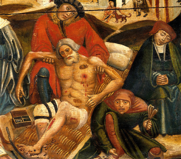 Works of mercy with Dives and Lazarus, c1550. Creator: Unknown.