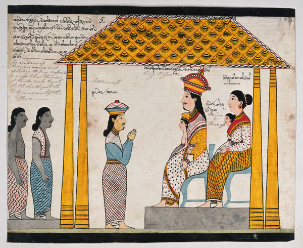 The representative of the people of Jetuttara requests Prince Vessantara to leave the city, 1815. Creator: Unknown.