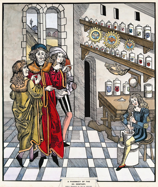 A pharmacy: interior. Creator: Unknown.