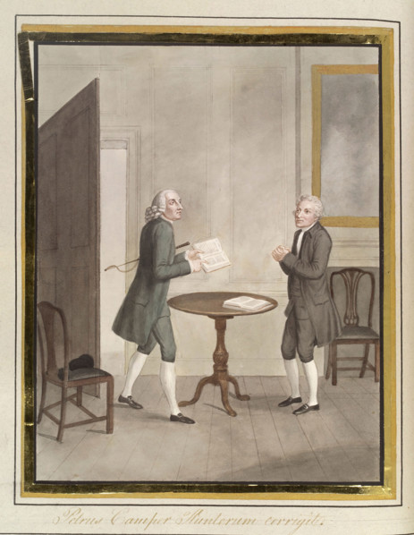 Pieter Camper correcting John Hunter's paper on the hawk, 1822. Creator: Jesse Foot.