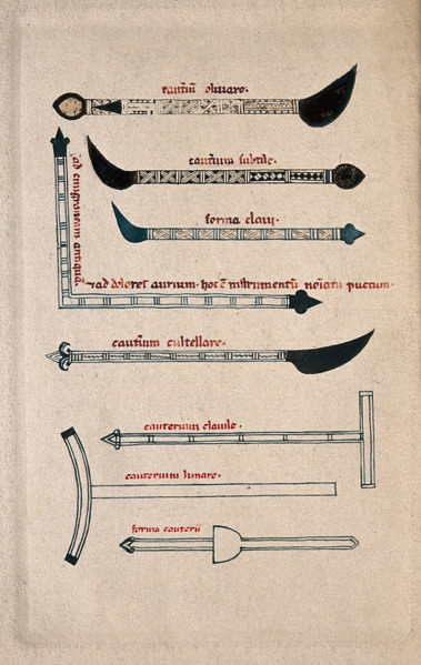 Surgical instruments, mainly cautery irons. Creator: Unknown.
