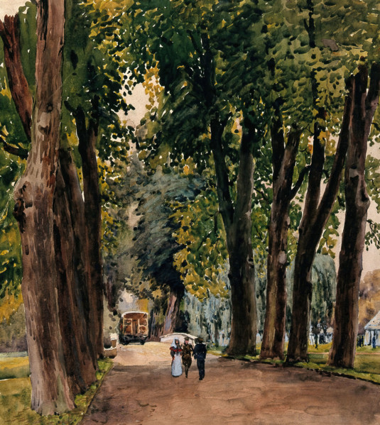 World War I: Trinity College Cambridge, the Lime Walk..1st Eastern General., c1910s. Creator: Walter Ernest Spradbery.