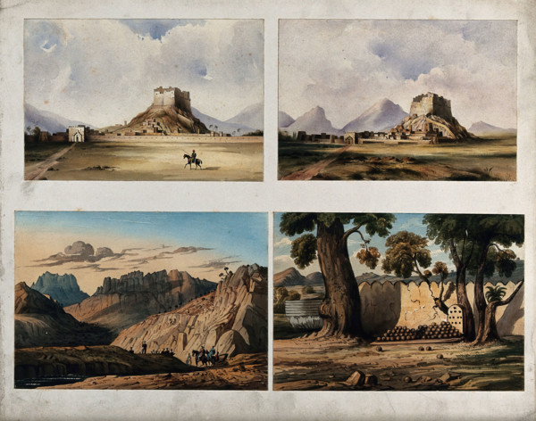 Walled city with lone horseman, Afghanistan. Creator: Unknown.