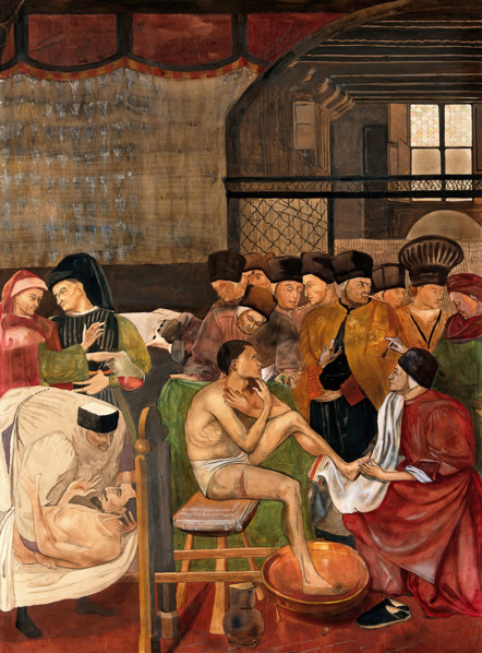 Hospital of Santa Maria della Scala, Siena: physicians and surgeons treating the sick, approx 1912. Creator: Unknown.