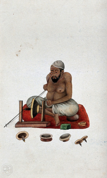 A lapidary at work cutting and polishing stones, (between 1800 and 1899?). Creator: Unknown.