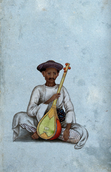 A musician holding a sitar, (between 1800 and 1899?). Creator: Unknown.