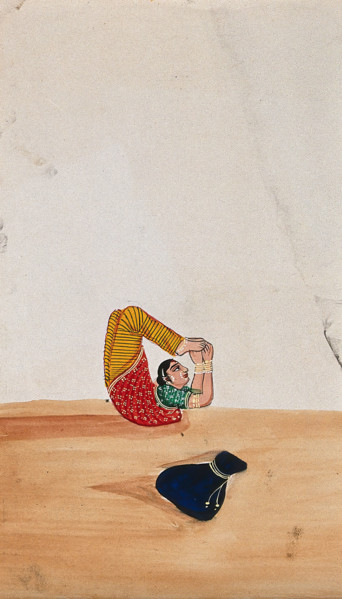 A woman acrobat with her belongings, (between 1800 and 1899?). Creator: Unknown.