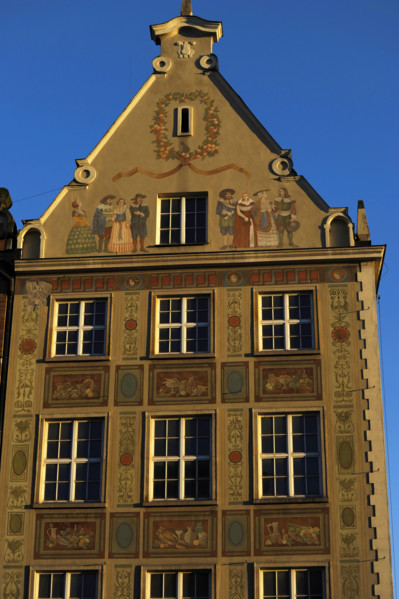 Façade detail of old burgher and merchant houses, Dlugi Targ (Long Market), Gdansk, Poland, 2015. Creator: Unknown.