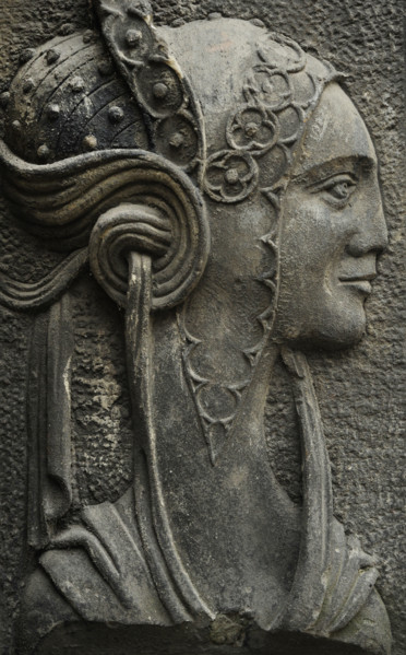 Relief of female figure in profile, house in the old Town, Gsansk, Poland, 2015. Creator: Unknown.