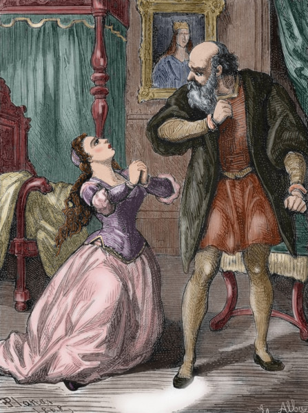 Juliet begs her father's pardon, 1868.  Creator: Alba.