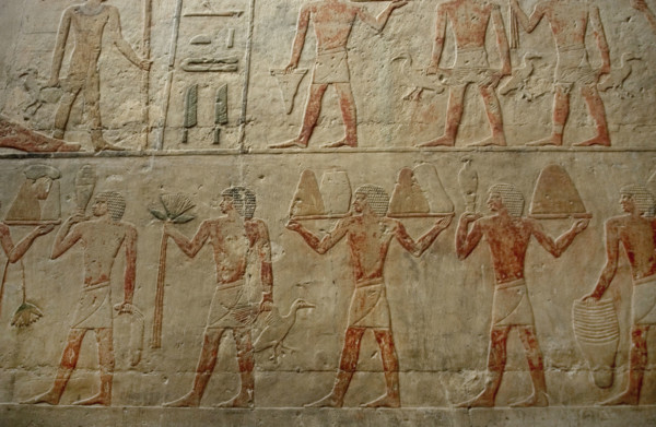 Relief showing offering bearers, Mastaba of Ti, Egypt, 5th Dynasty, Old Kingdom, c2400 BC (2003). Creator: Unknown.