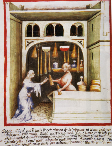 Candles selling, 14th century.  Creator: Unknown.