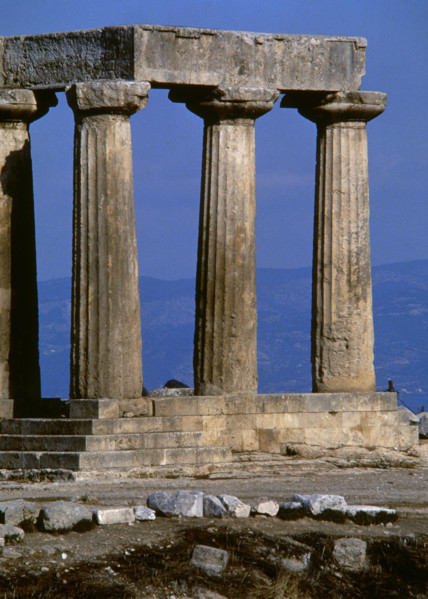 Apollo Temple, Ancient Corinth city, Greece, 540 BC, (2005).  Creator: LTL.