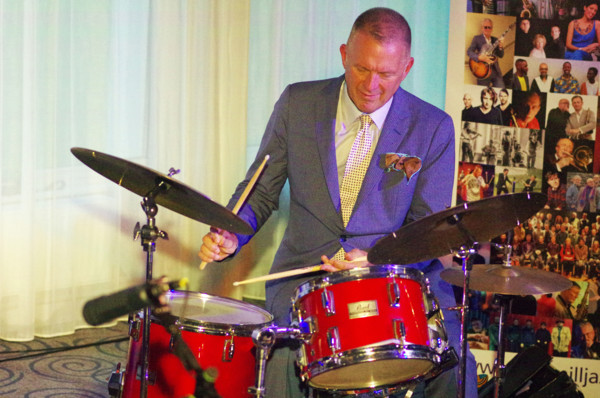 Joe Farnsworth, Joe Farnsworth-Sara Hanahan Quartet, Watermill Jazz Club, Dorking, Surrey, 2024. Creator: Brian O'Connor.