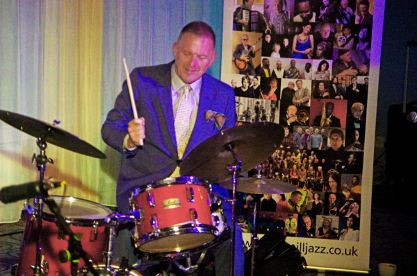 Joe Farnsworth, Joe Farnsworth-Sara Hanahan Quartet, Watermill Jazz Club, Dorking, Surrey, 2024. Creator: Brian O'Connor.
