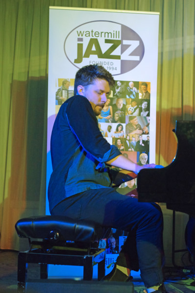 Will Barry, Joe Farnsworth-Sara Hanahan Quartet, Watermill Jazz Club, Dorking, Surrey, July 2024. Creator: Brian O'Connor.