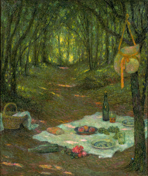 Picnic in the Forest, Gerberoy (Le Gouter sous Bois, Gerberoy), 1925. Creator: Le Sidaner, Henri (1862-1939).